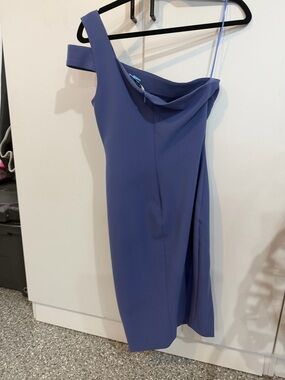 Likely One-Shoulder Slate Blue Sheath Dress